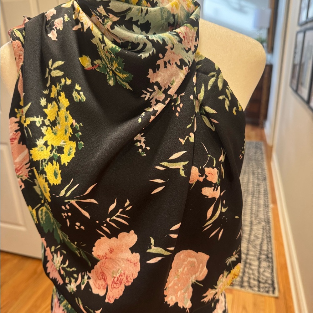 Floral Halter Neck Dress - Black and Multicolor - Picture 7 of 14